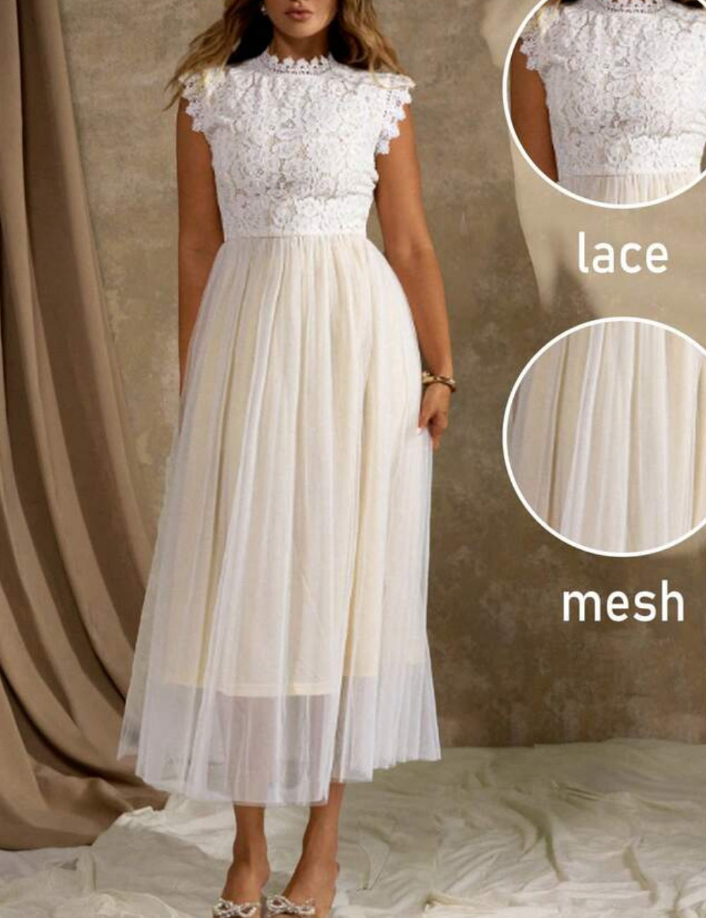 Shein bézs midiruha