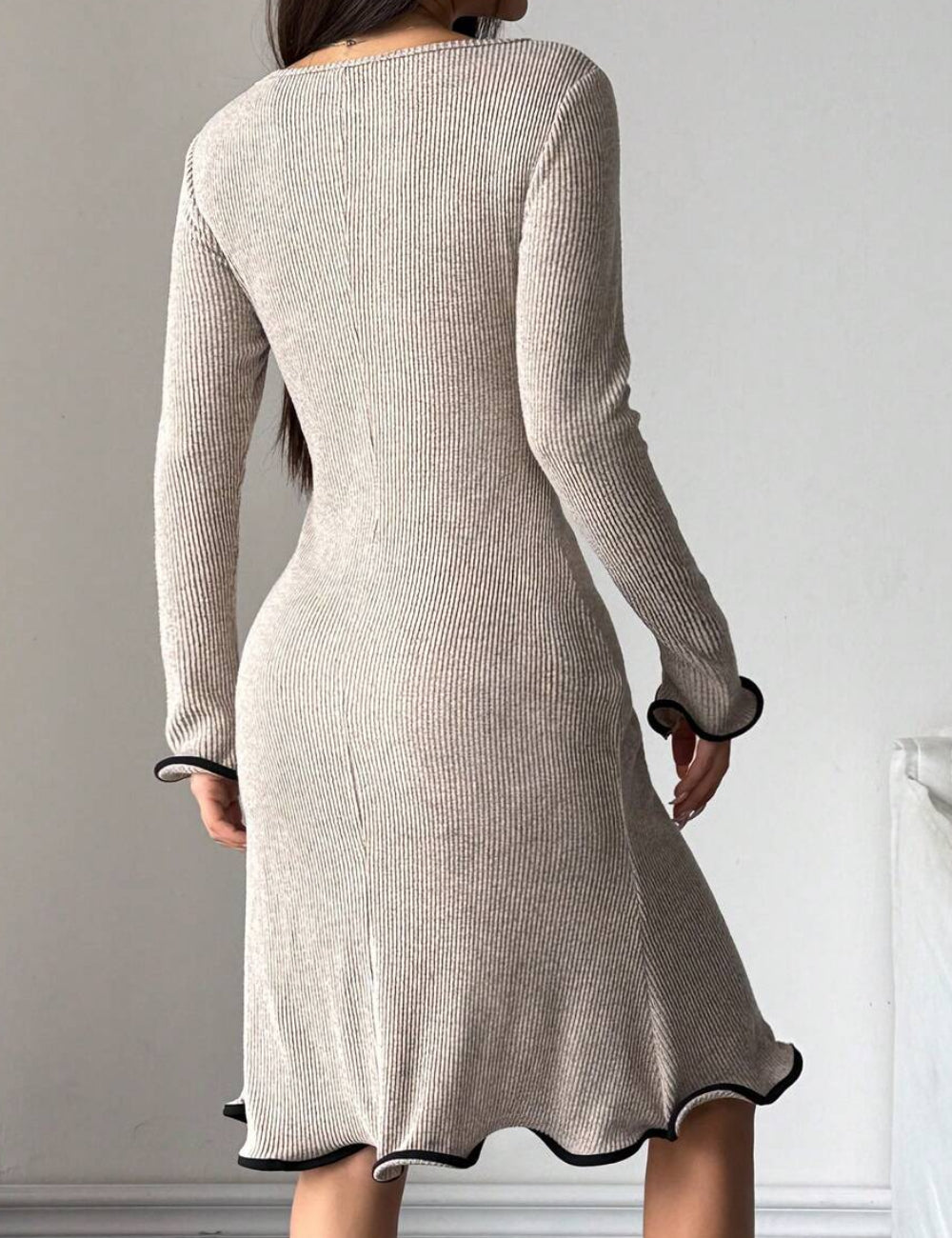 Shein bézs midi ruha