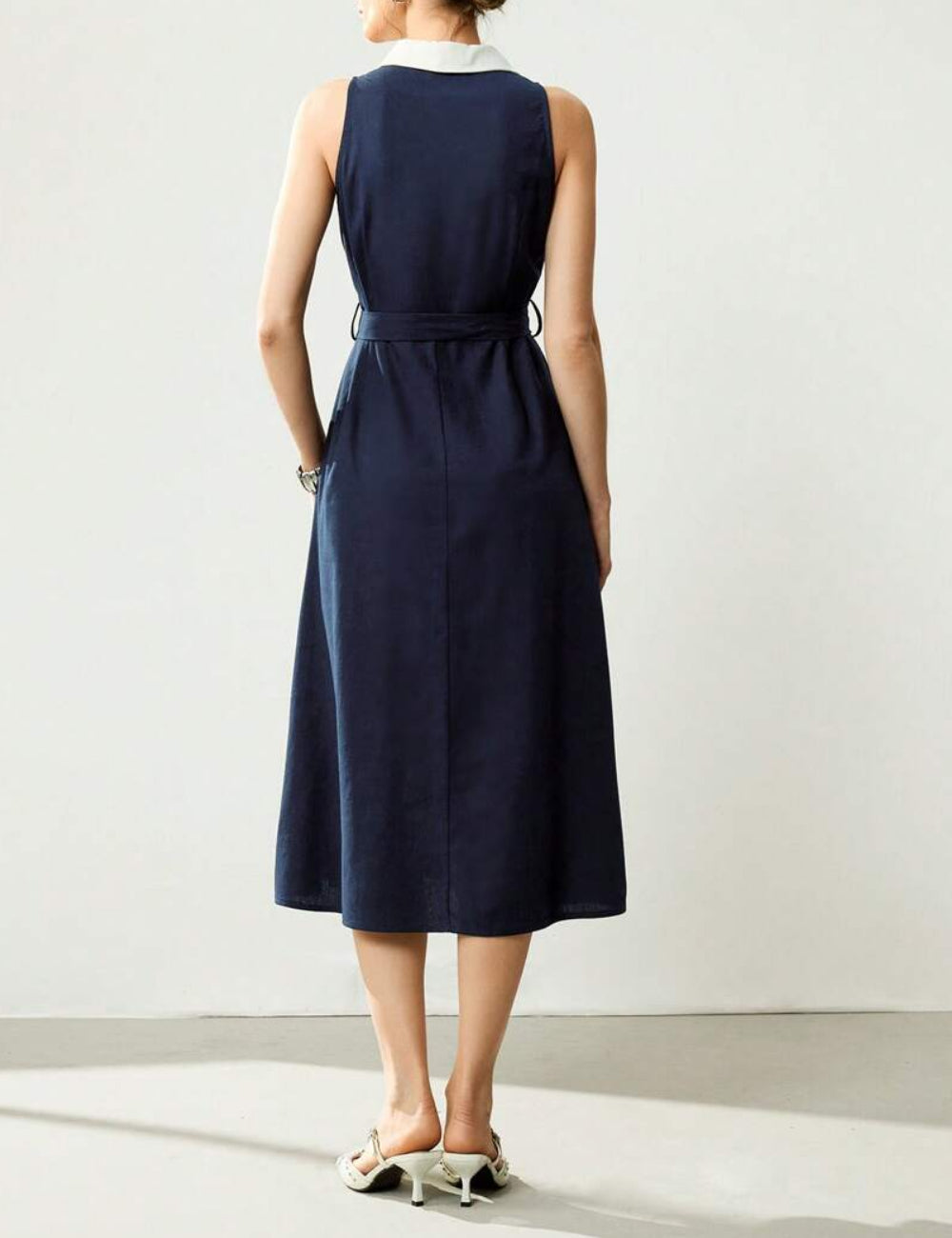 Shein Curve+ tengerészkék midi ruha
