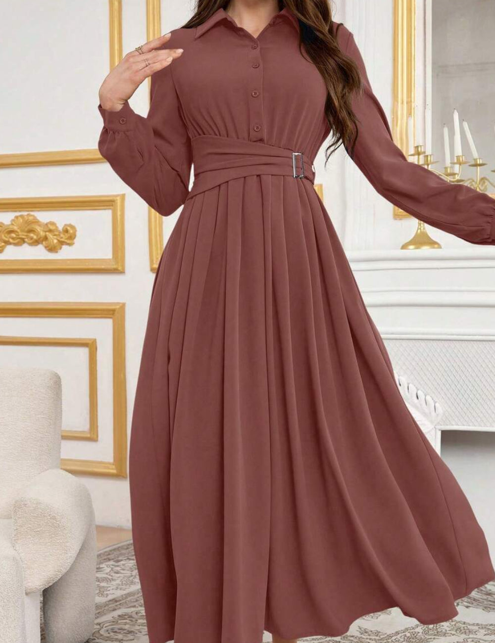 Rochie midi Shein, cărămiziu