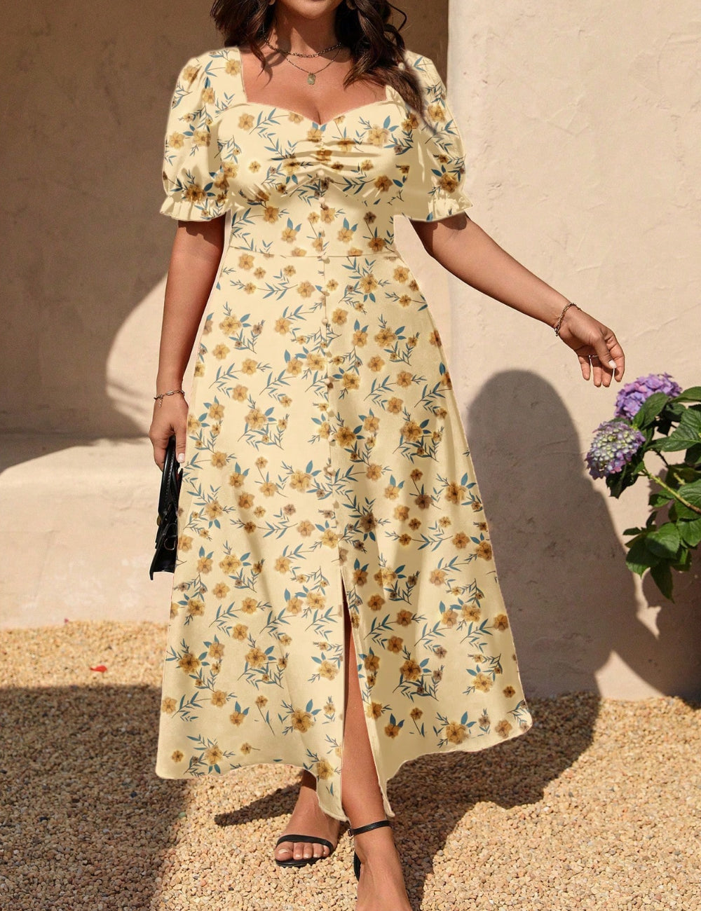 Rochie midi Shein Curve+, crem