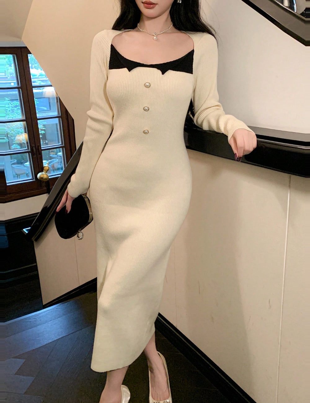 Shein DAZY midi ruha, krém