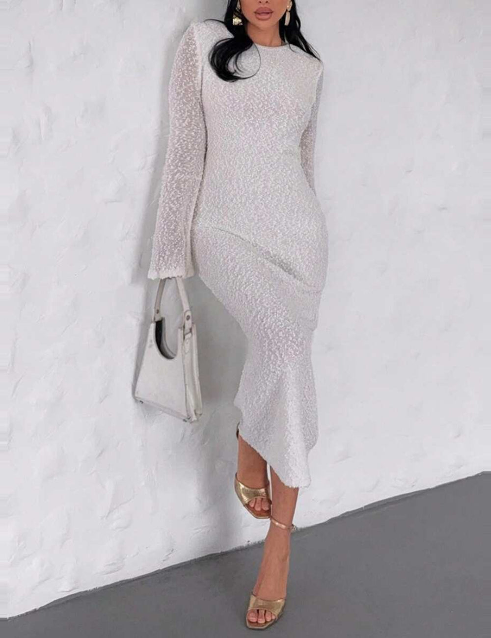 Rochie midi Shein, crem