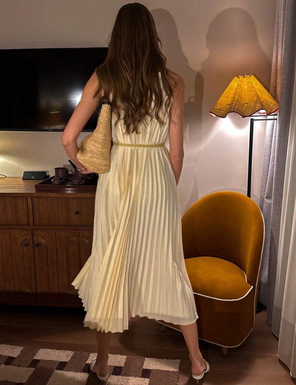 Shein midi ruha, krém