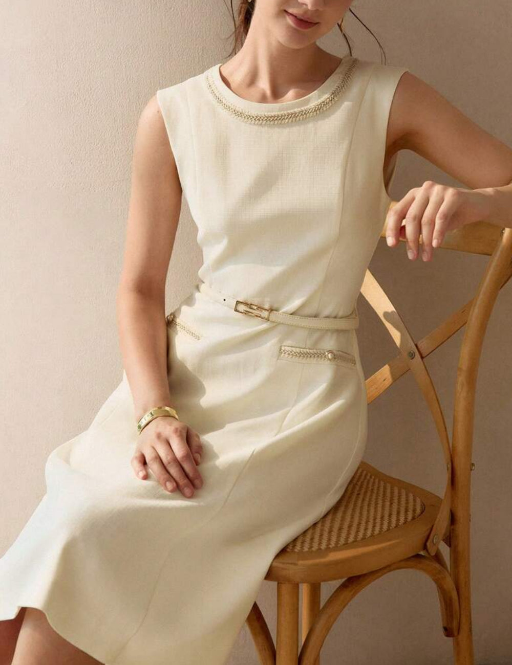 Rochie midi Shein MOTF, crem