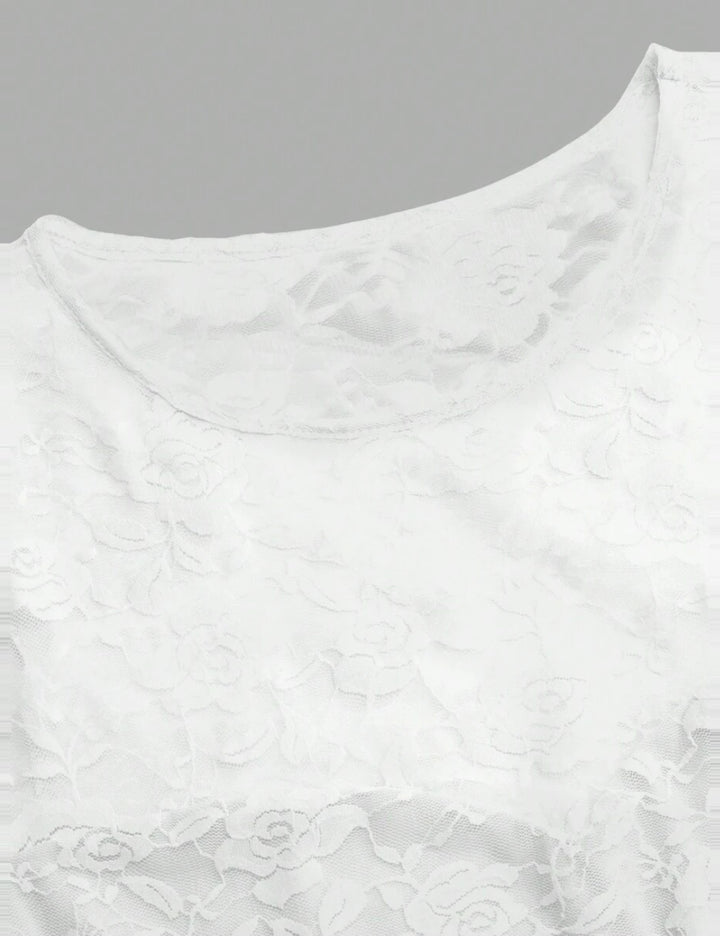 Shein Curve+ midi ruha, fehér