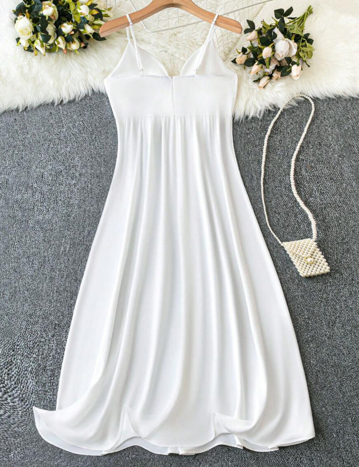 Shein Curve+ midi ruha, fehér