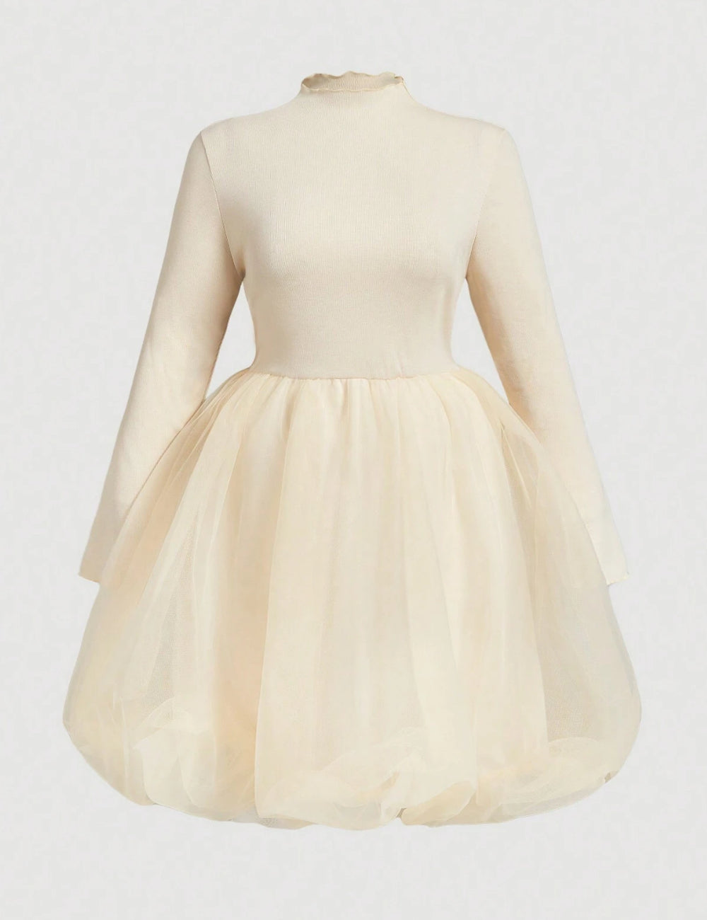 Shein Curve+ midi ruha, krém színű