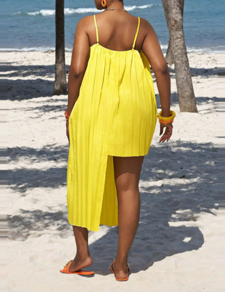 Shein Curve+ midiruha, sárga