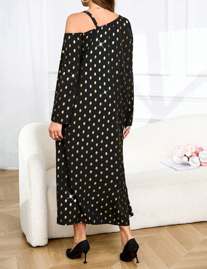 Shein Curve+ midi ruha, fekete
