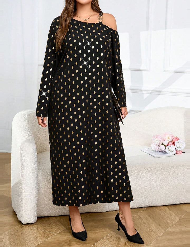 Shein Curve+ midi ruha, fekete
