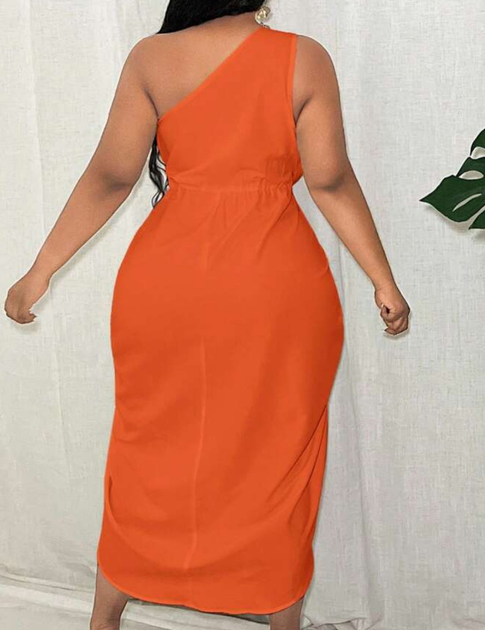Shein Curve+ midi ruha, narancssárga