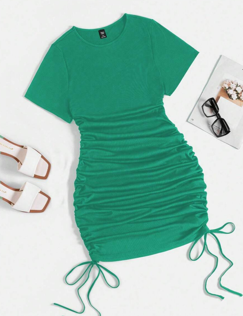 Shein Curve+ türkiz midi ruha