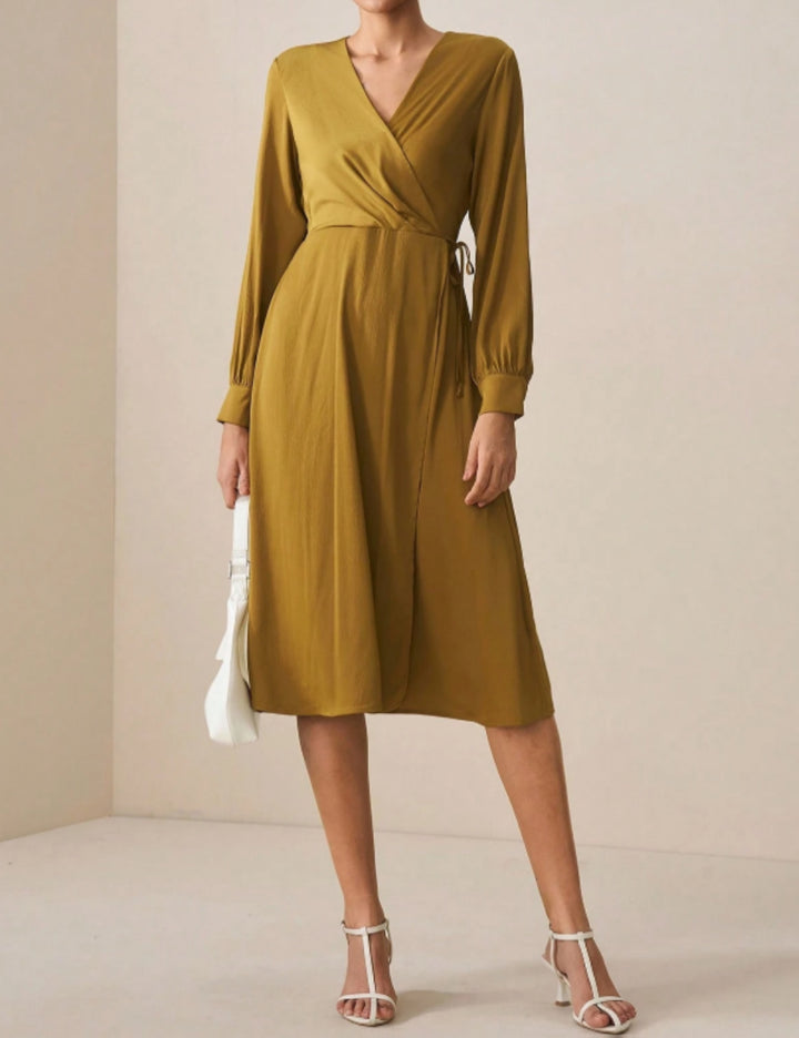 Rochie midi Shein, galben muștar