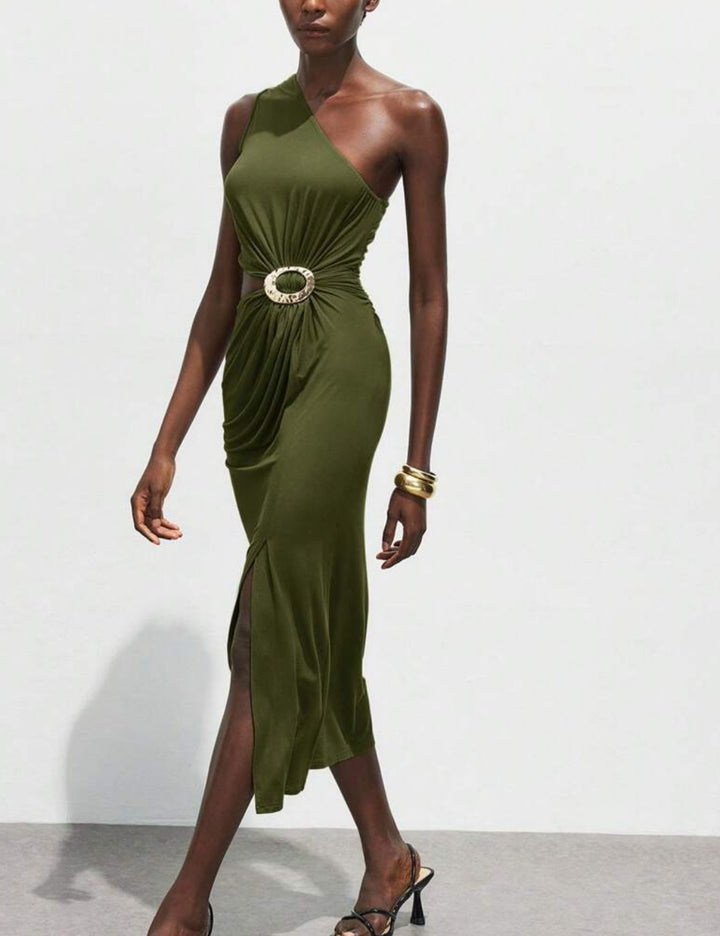 Shein midi ruha, khaki