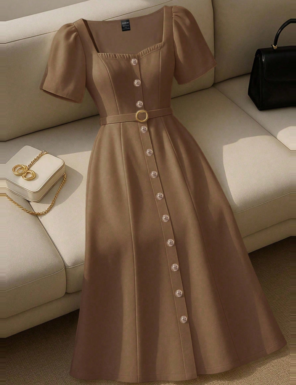 Shein barna midi ruha