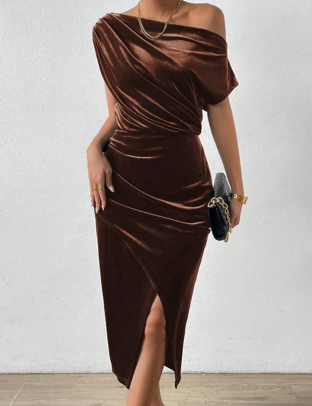 Shein barna midi ruha