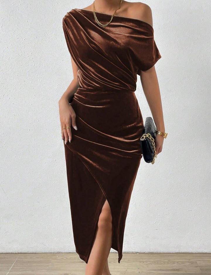 Shein barna midi ruha