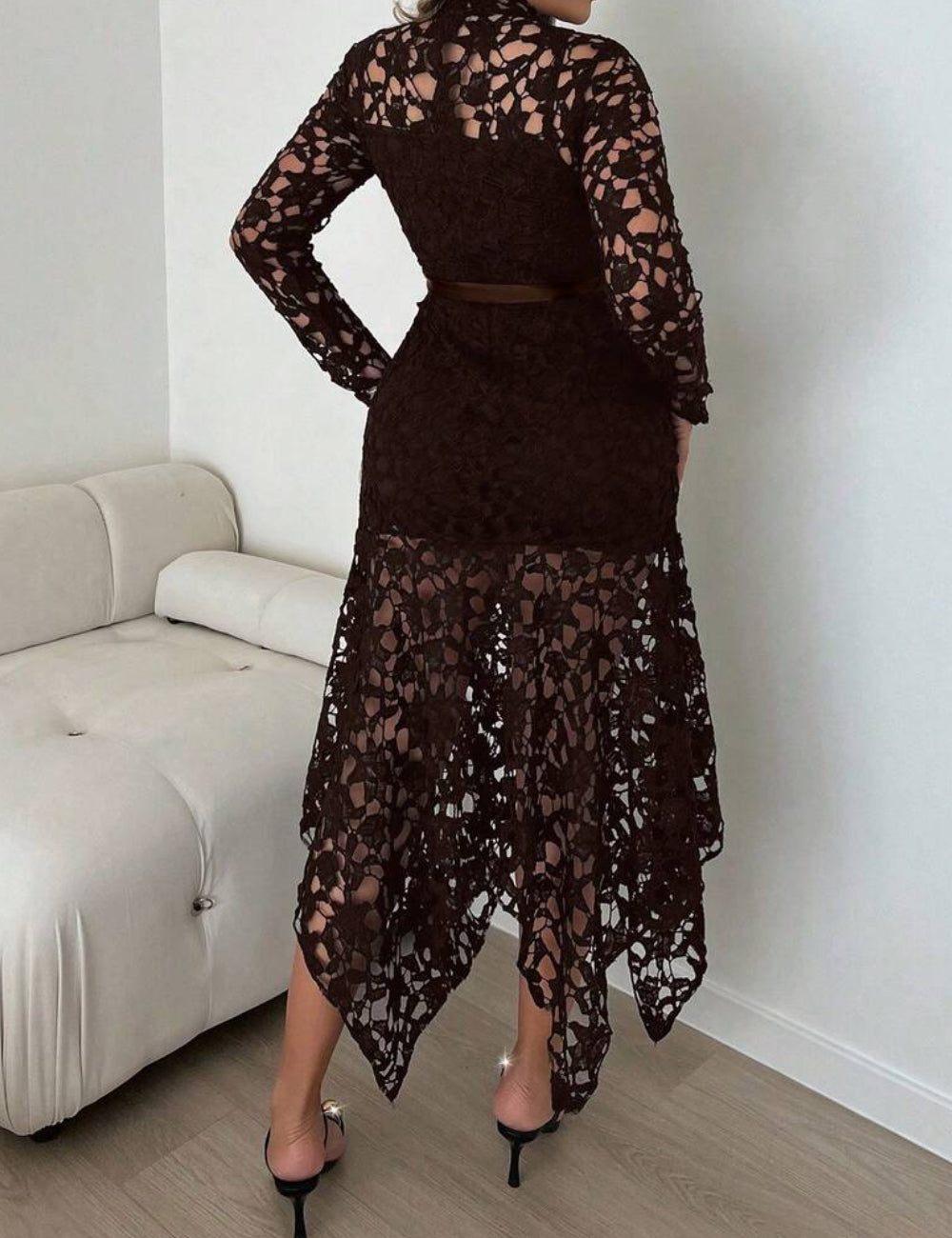 Shein barna midi ruha