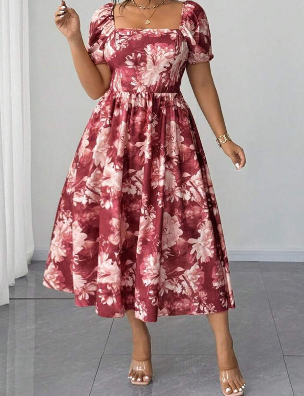 Shein Curve+ midiruha, többszínű