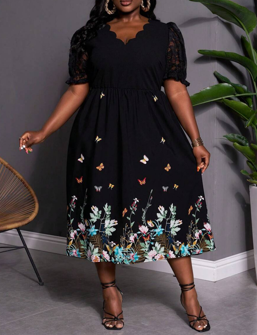 Shein Curve+ midiruha, többszínű