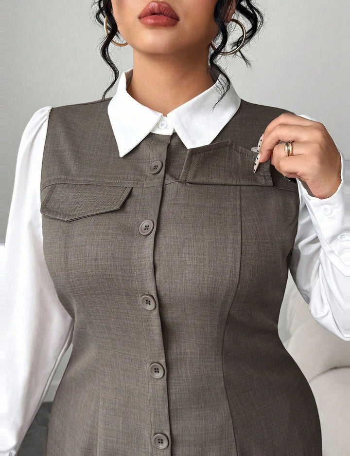 Shein Curve+ midi ruha, vegyes színek