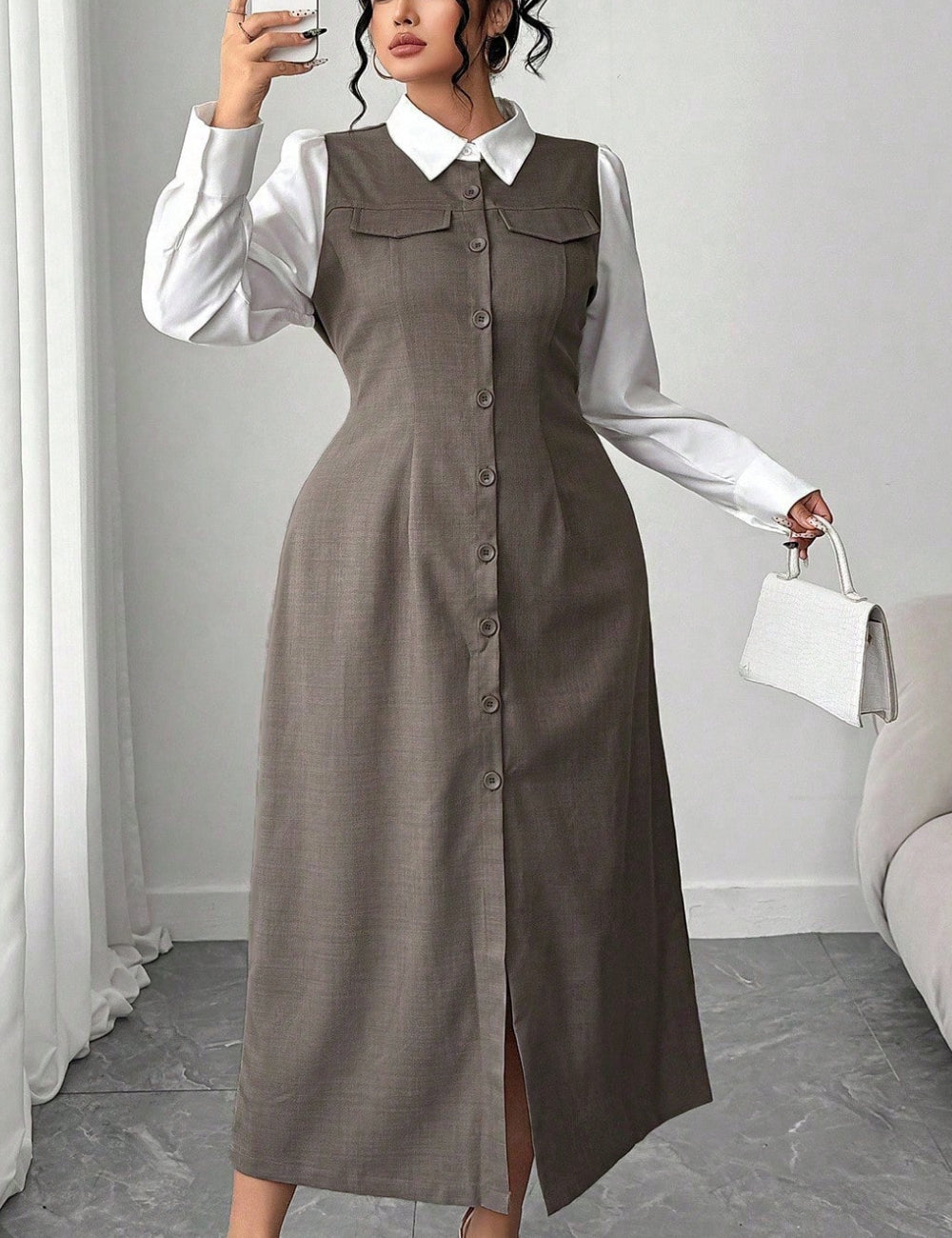 Shein Curve+ midi ruha, vegyes színek