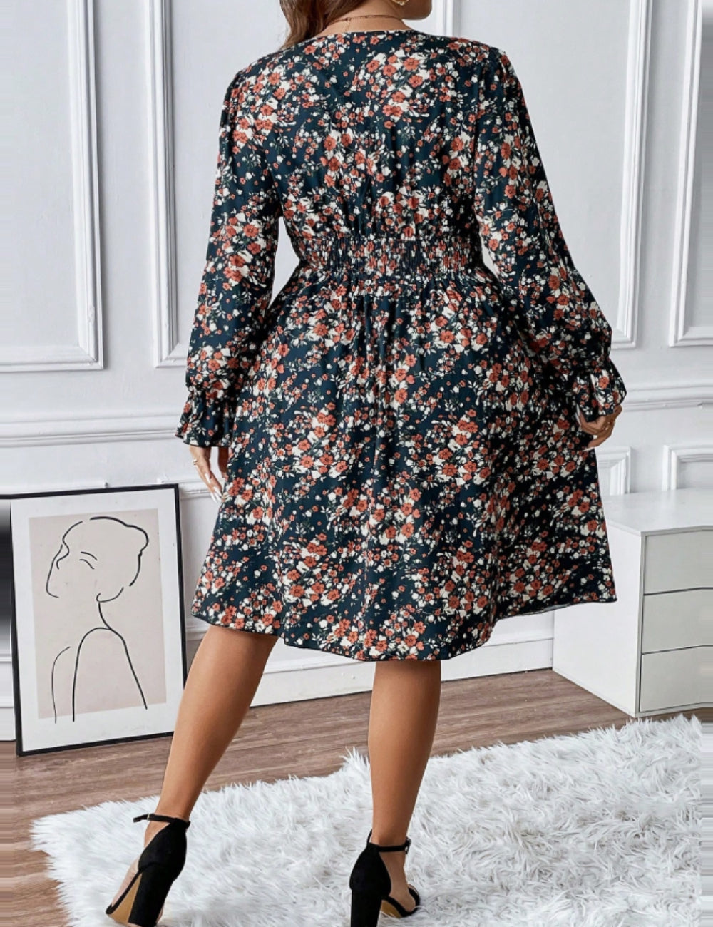 Rochie midi Shein Curve+, mix culori