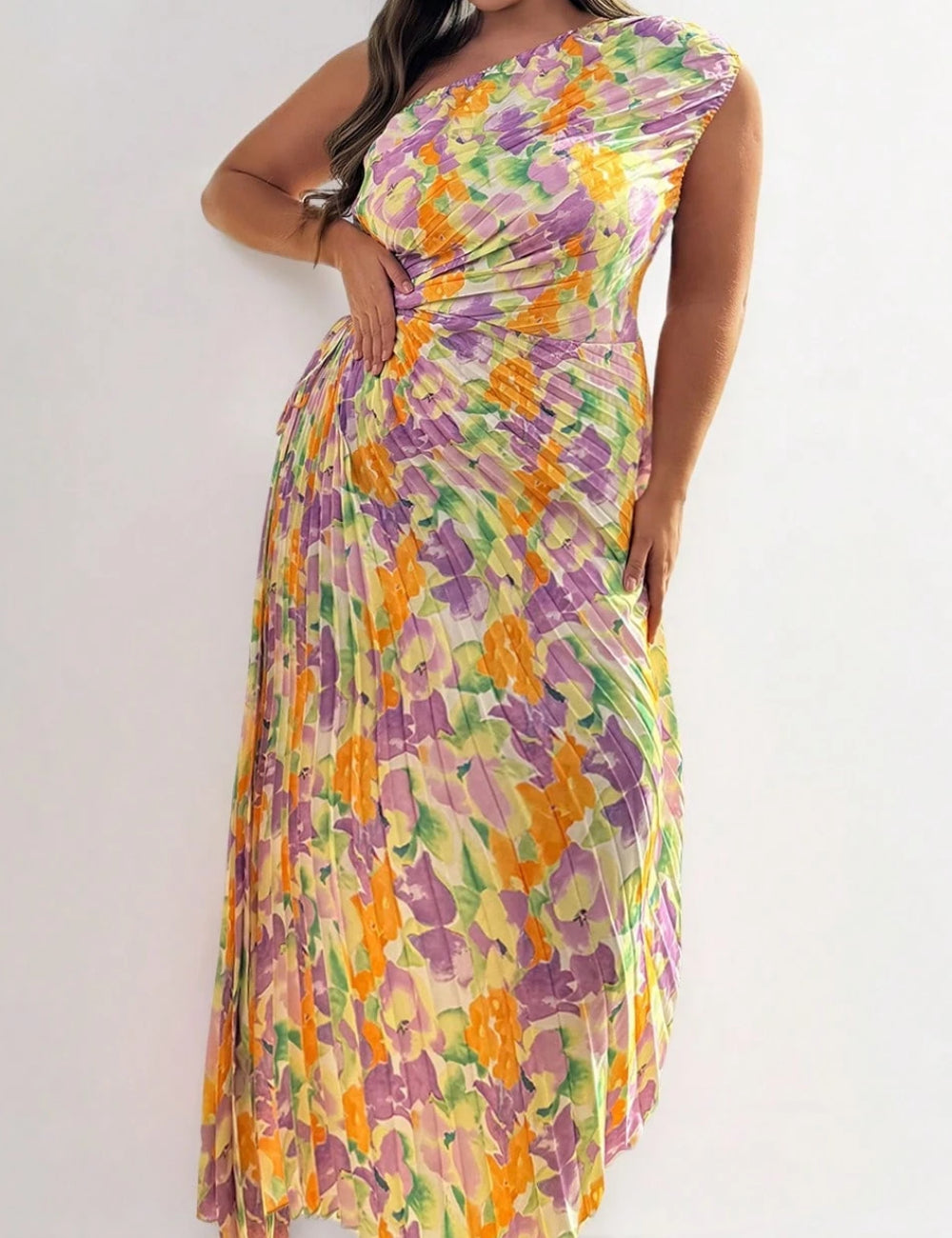 Rochie midi Shein Curve+, mix culori