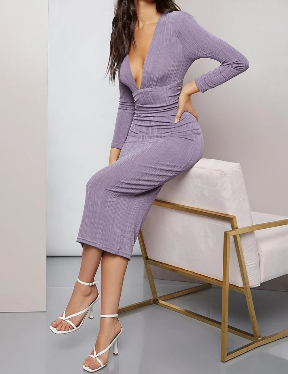Shein midi ruha, lila