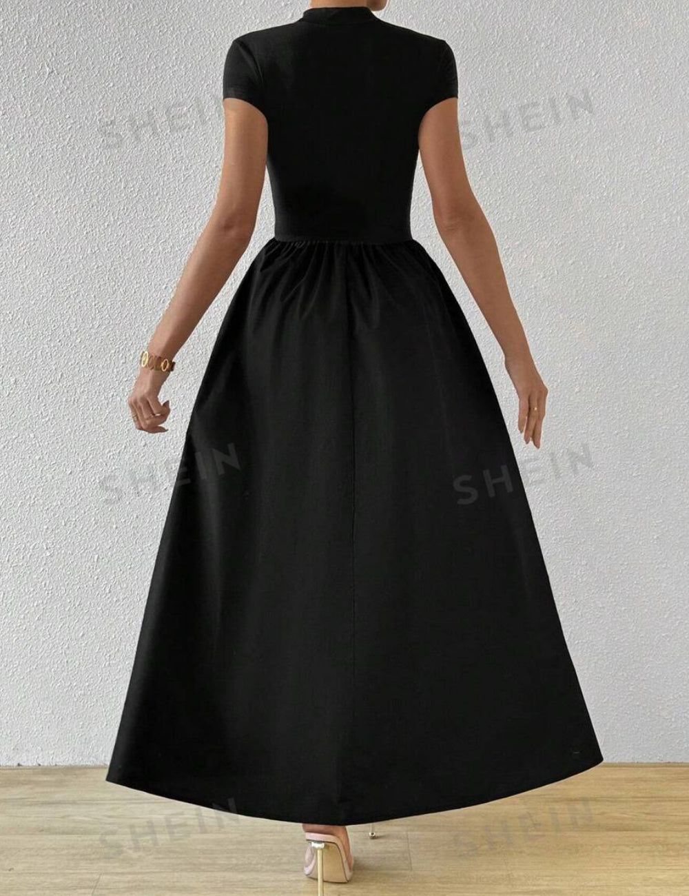 Shein midi ruha, fekete