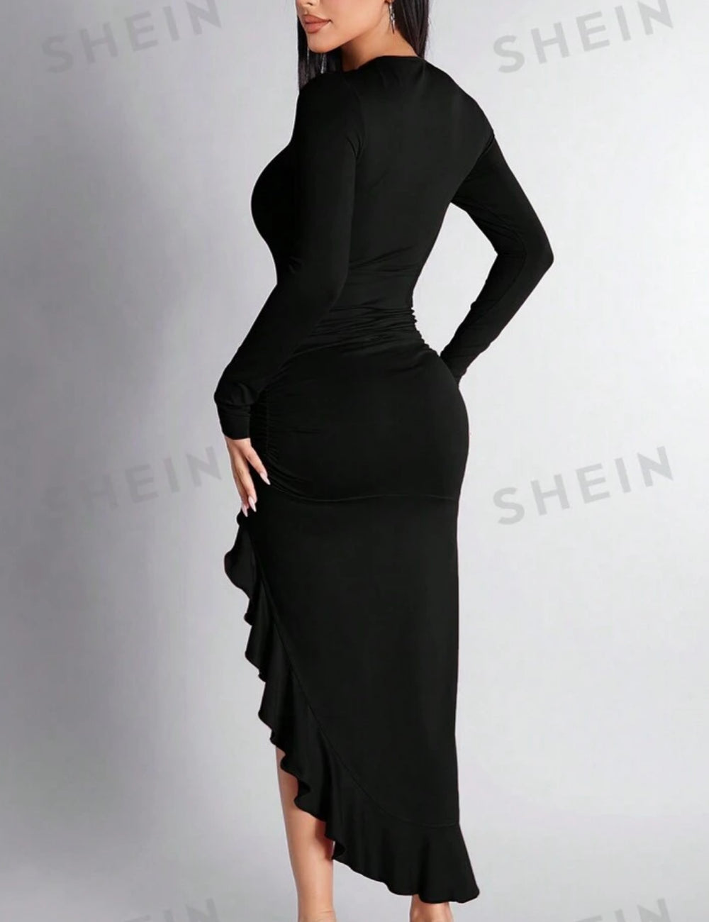 Shein midi ruha, fekete