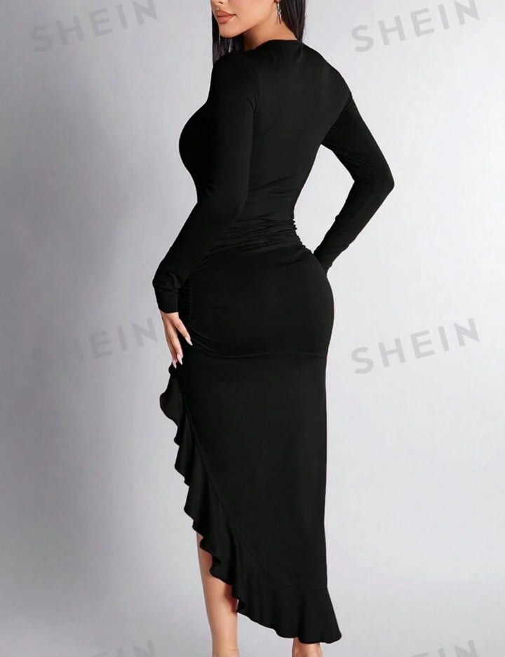 Shein midi ruha, fekete