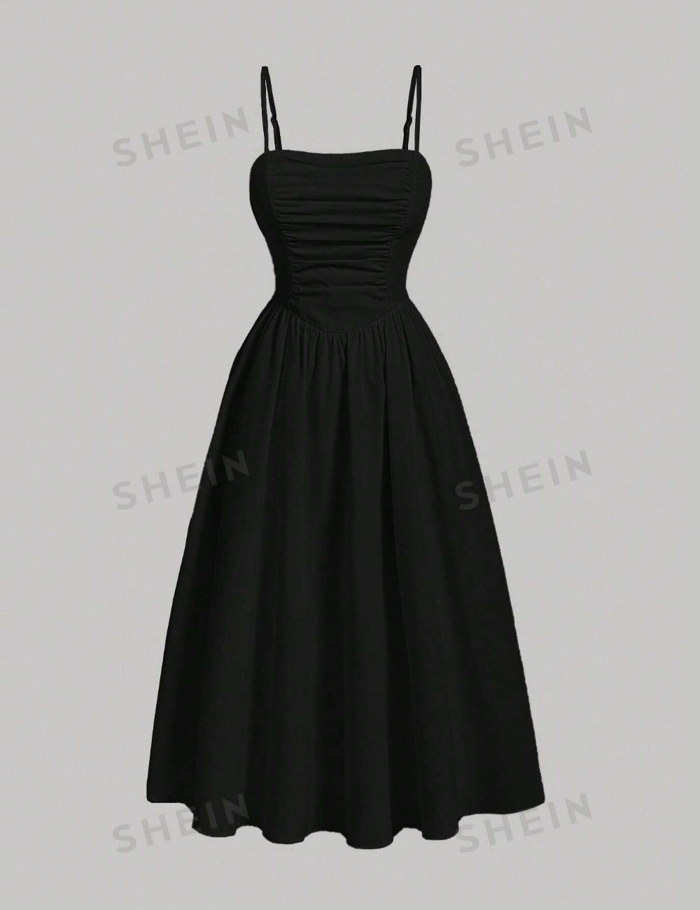 Shein midi ruha, fekete