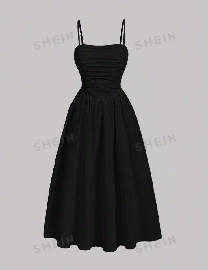 Shein midi ruha, fekete