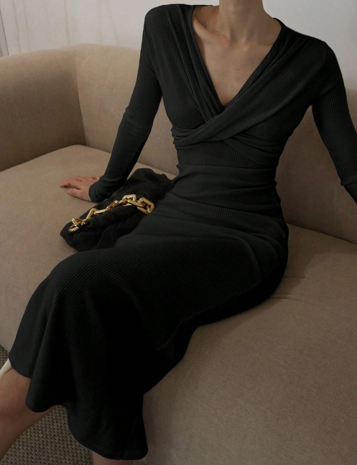 Shein DAZY midi ruha, fekete