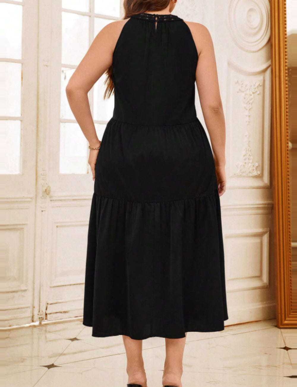 Shein Curve+ midi ruha, fekete