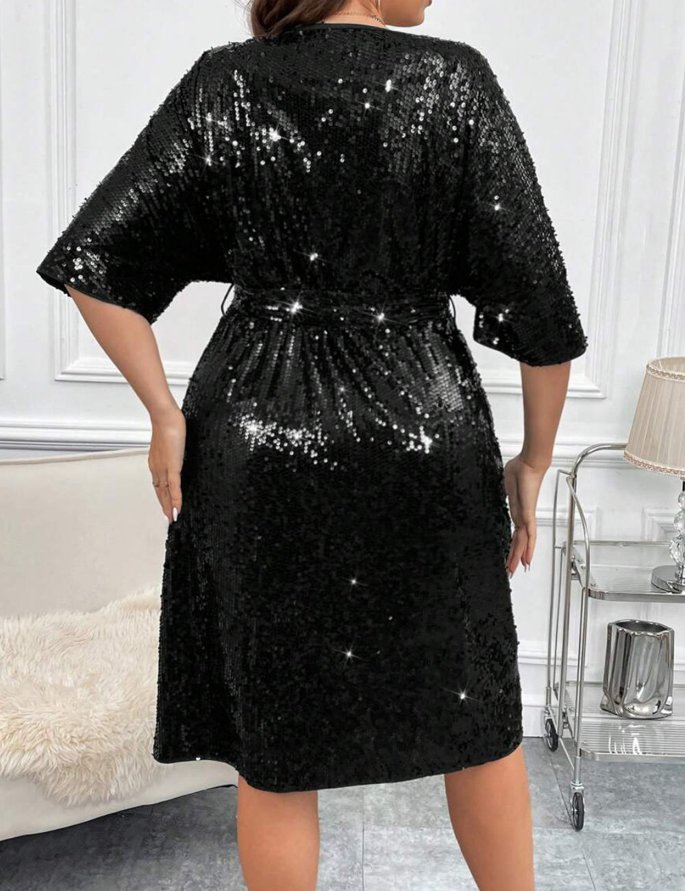 Shein Curve+ midiruha, fekete