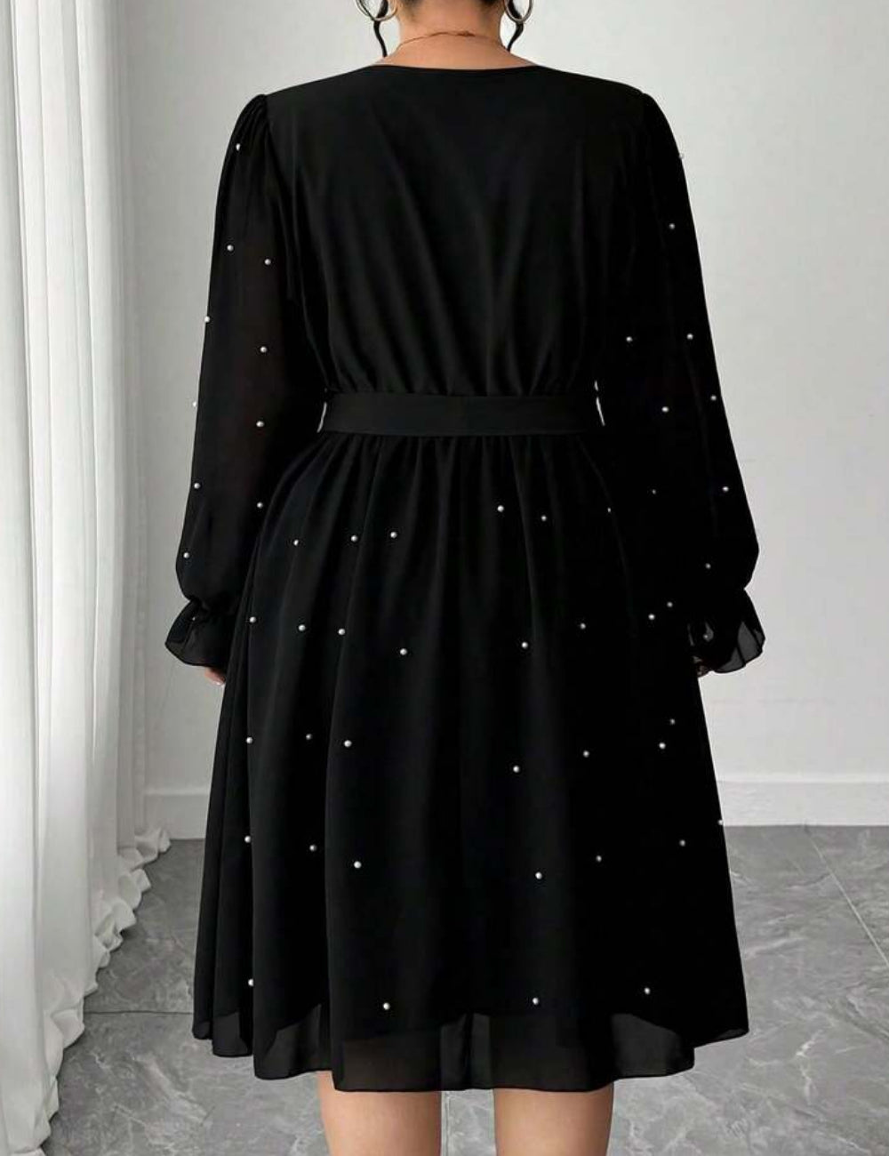Shein Curve+ midi ruha, fekete