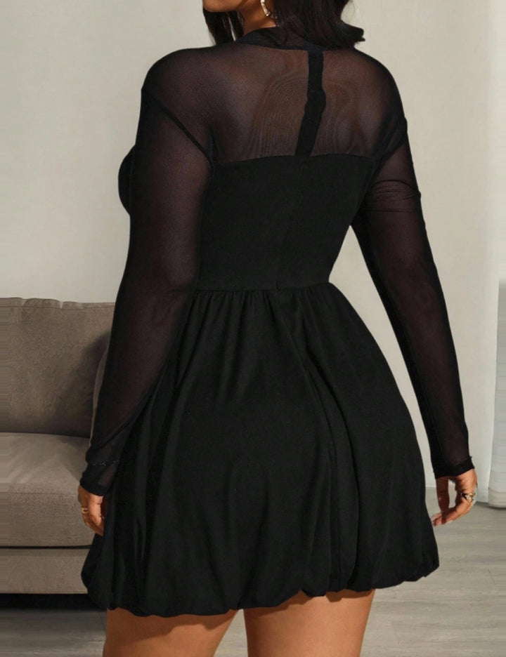 Shein Curve+ midi ruha, fekete