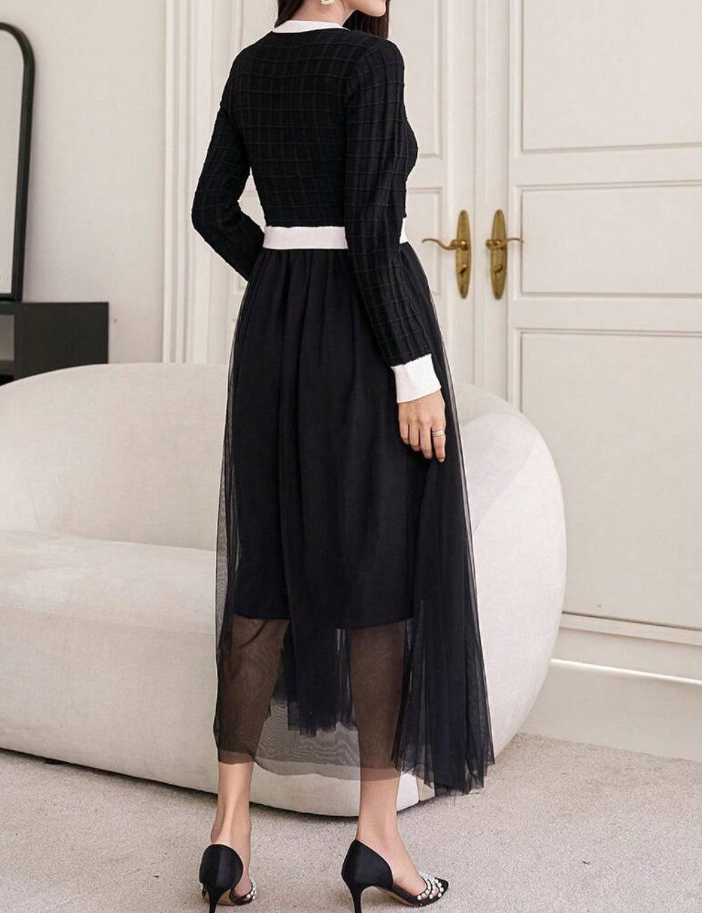 Shein DAZY midi ruha, fekete