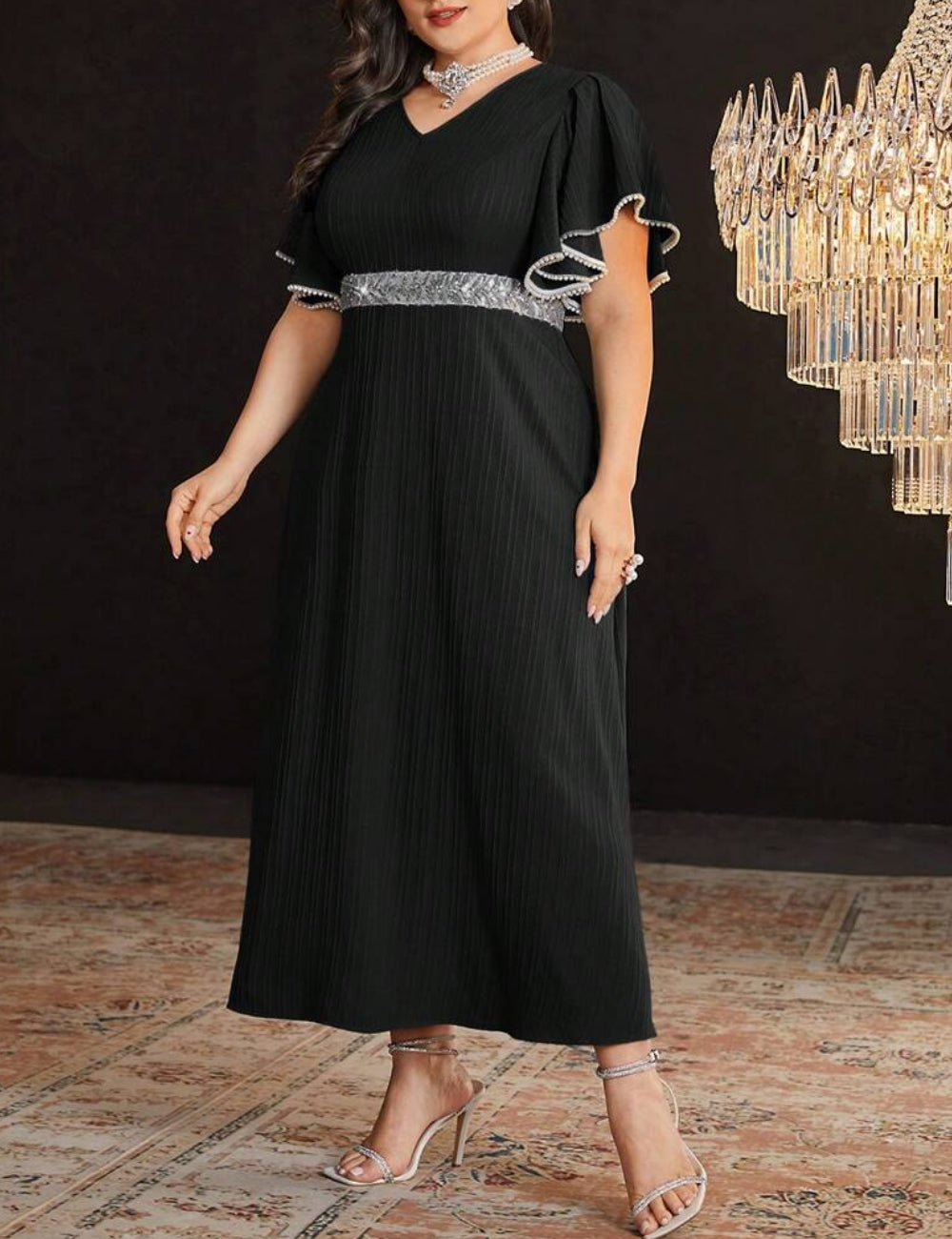 Rochie midi Shein Curve+, negru