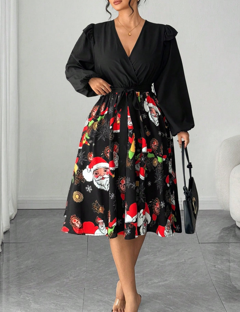 Rochie midi Shein Curve+, negru