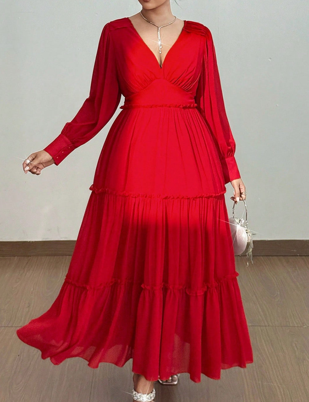 Rochie midi Shein Curve+, roșu