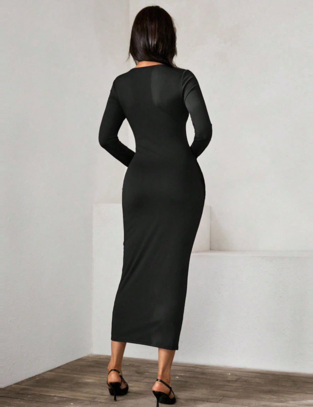 Shein midi ruha, fekete