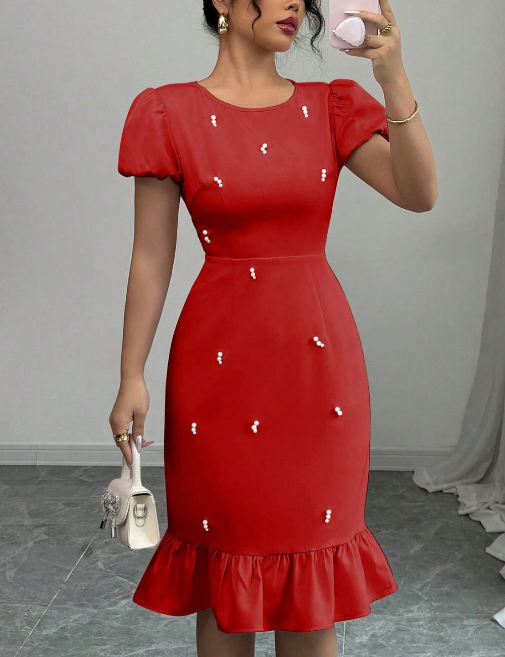 Shein midi ruha, piros