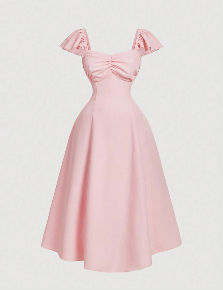 Shein Curve+ midi ruha, rózsaszín