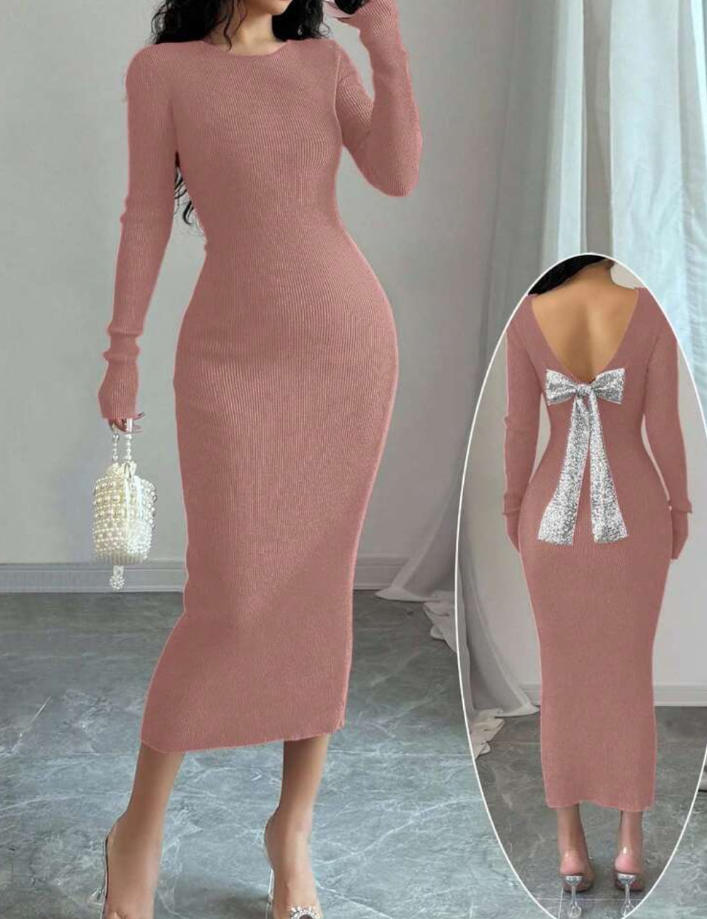 Shein midi ruha, rózsaszín