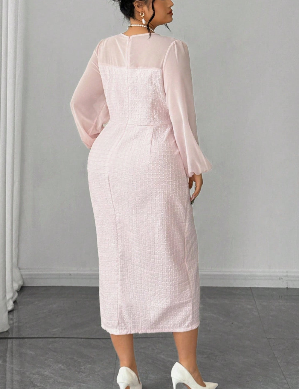Rochie midi Shein Curve+, roz