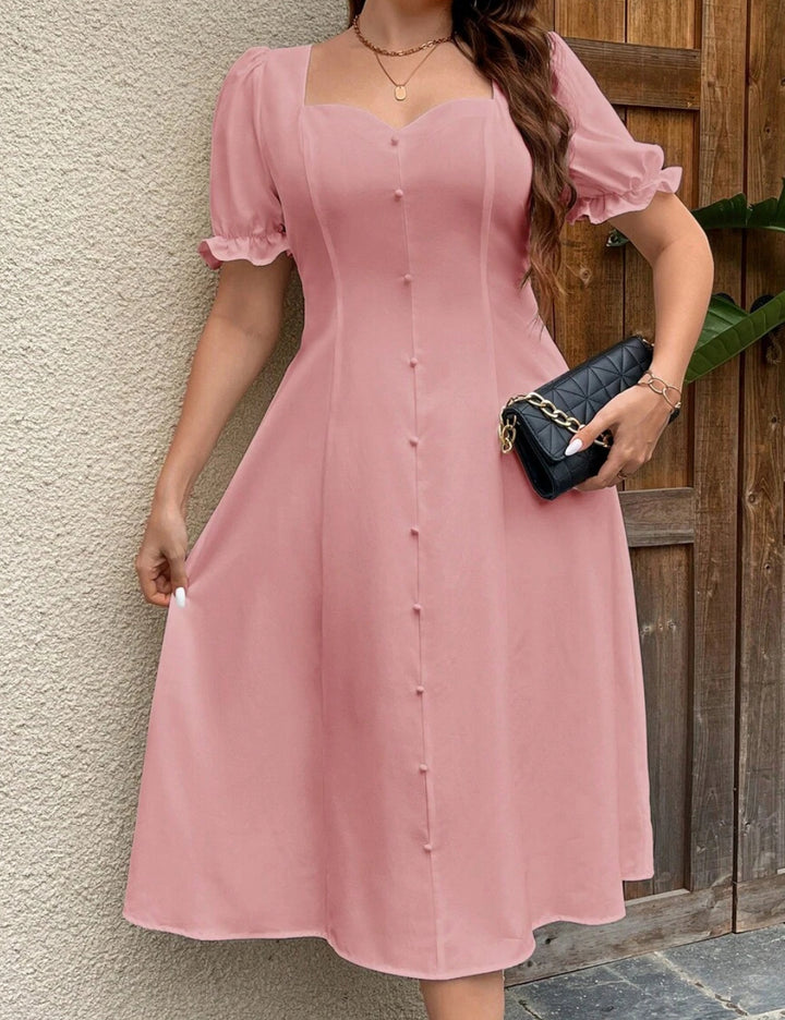 Rochie midi Shein Curve+, roz